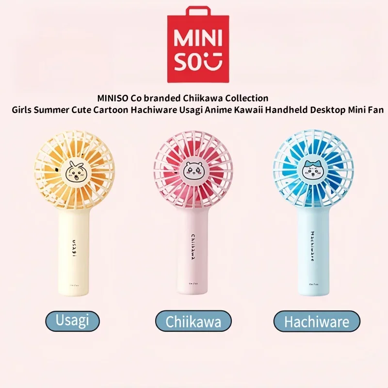 

MINISO Co фирменная коллекция Chiikawa, летняя мультяшная посуда Hachiware Usagi аниме кавайная ручная Настольная мини-веер, портативный подарок