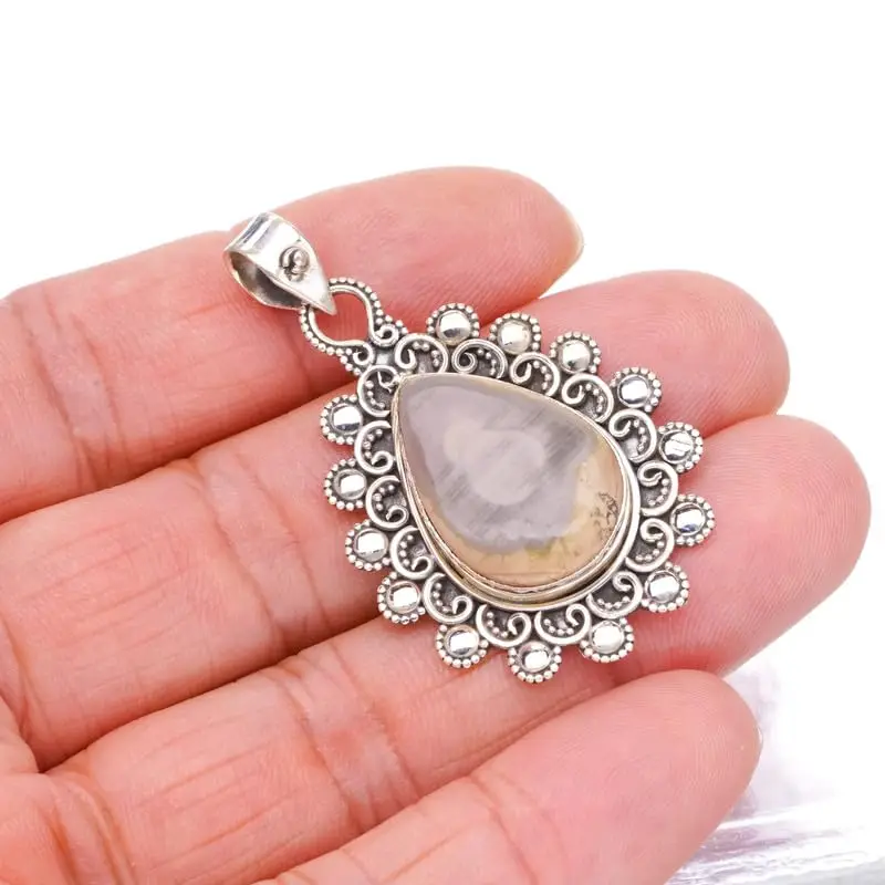 

StarGems Natural Imperial Jasper Handmade 925 Sterling Silver Pendant 2" F6574