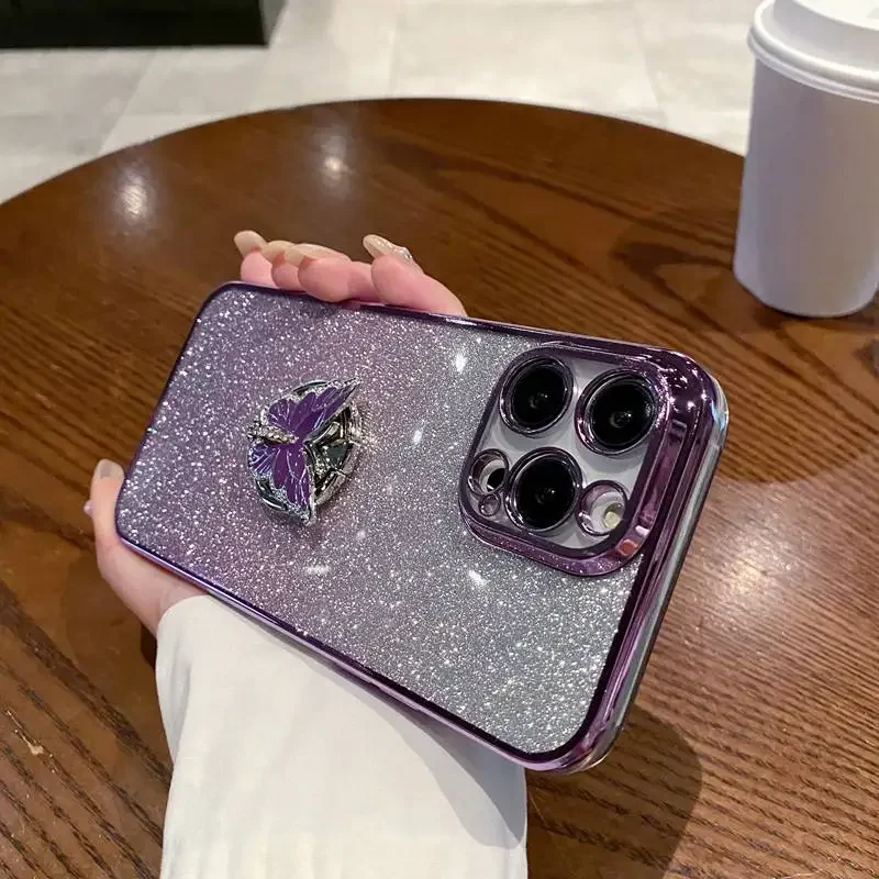 3D Butterfly Ring Stand Soft Phone Case