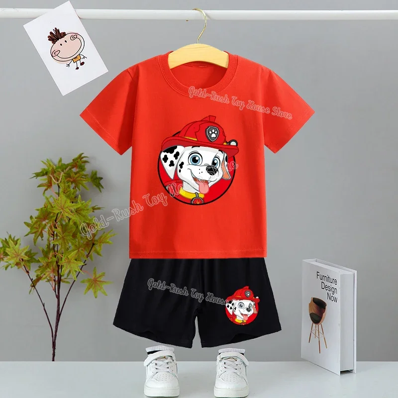 Paw Patrol Tracksuit Suit Chase Marshall Rubble Clothes Set Boy Girl T Shirt Shorts 2pcs Kids Suit Short Sleeve Children Outfit