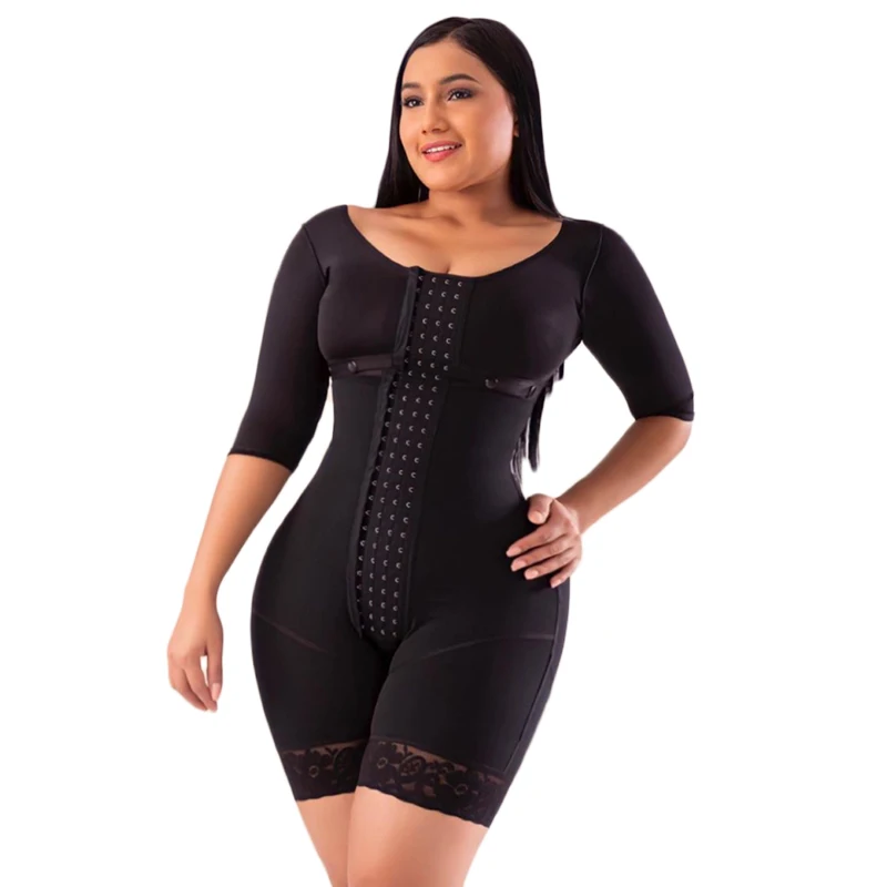 Full Body Support Arm Compression Shrink Your Waist With Built In Bra Front Hooks Sheath Slimming Fla Post Liposuccion