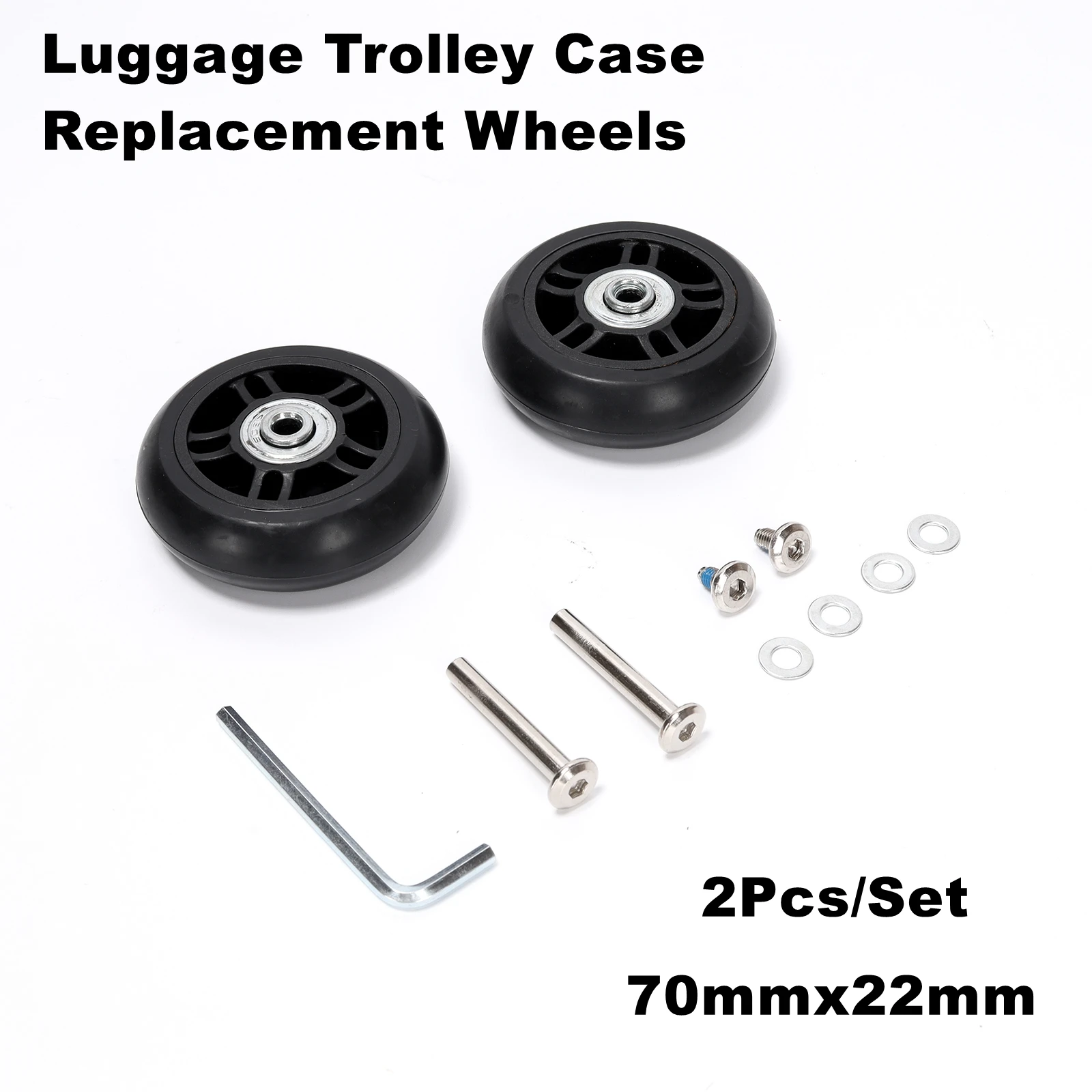 Bagagem Trole Rodas de Substituição 70 mm x 22 mm de Borracha Kit de Reparo do Rolamento da Polia Silenciosa 608z w Screw Spacer Chave Peças Lote
