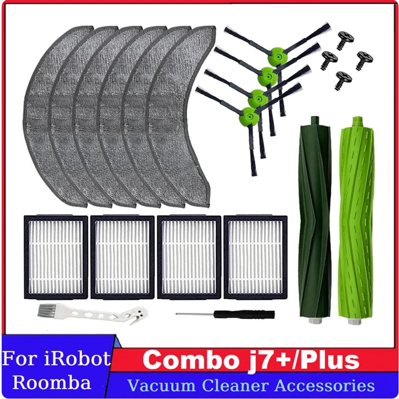 

1Set Replacement Accessories For Irobot Roomba Combo J7+/Plus Robot Vacuum Cleaner Main Side Brushes Mopping Pads HEPA Filters