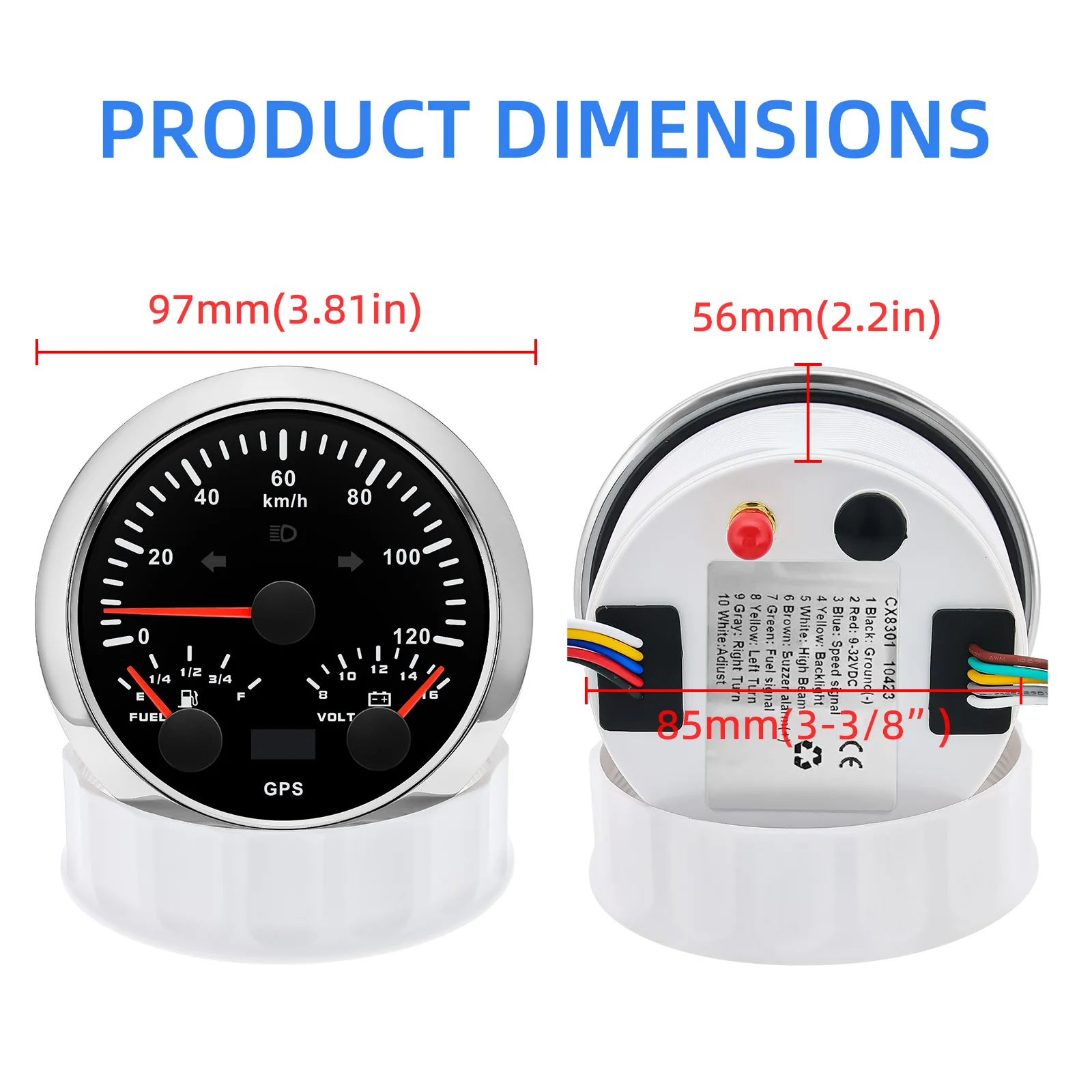 2 Gauges Set With Sensors Kit 85mm 3 IN 1 Gauge 120kmh 200km/H GPS Speedometer+Fuel+Volt Tachometer Water Temp Oil Press Meter