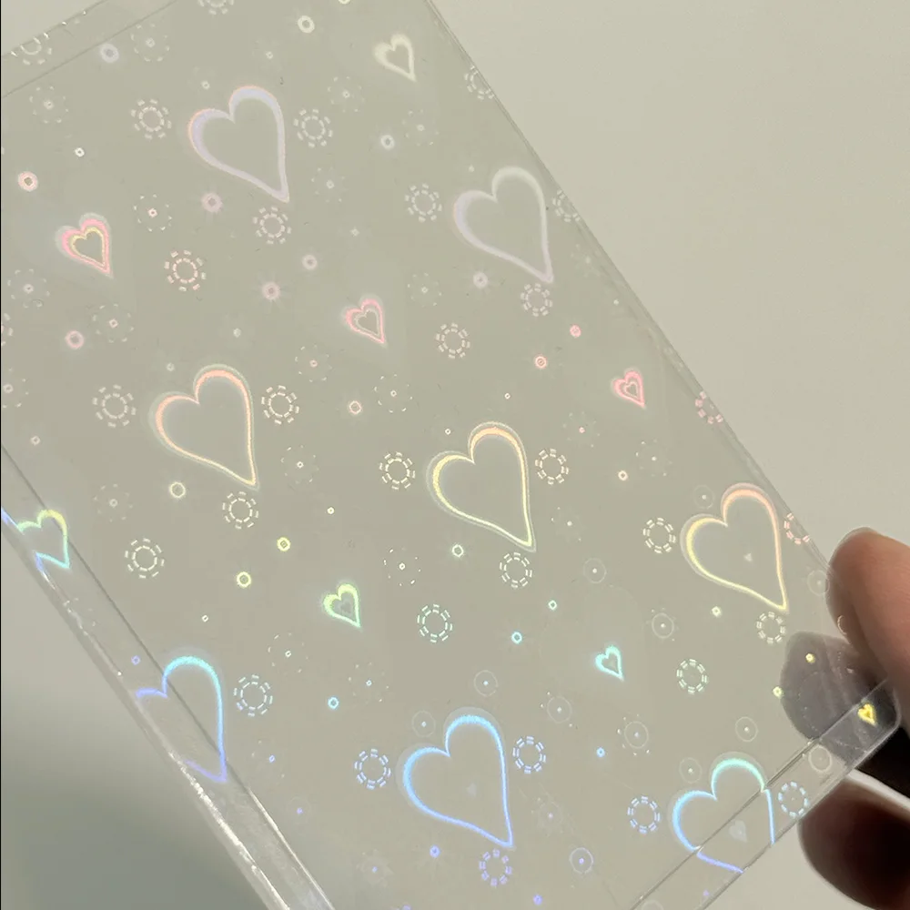 10개입 B8 사이드 오픈형 홀로그램 레이저 카드 슬리브 PVC 홀더 보호대 (TCG 카드용 단면 필름 포함) 3인치 포토카드