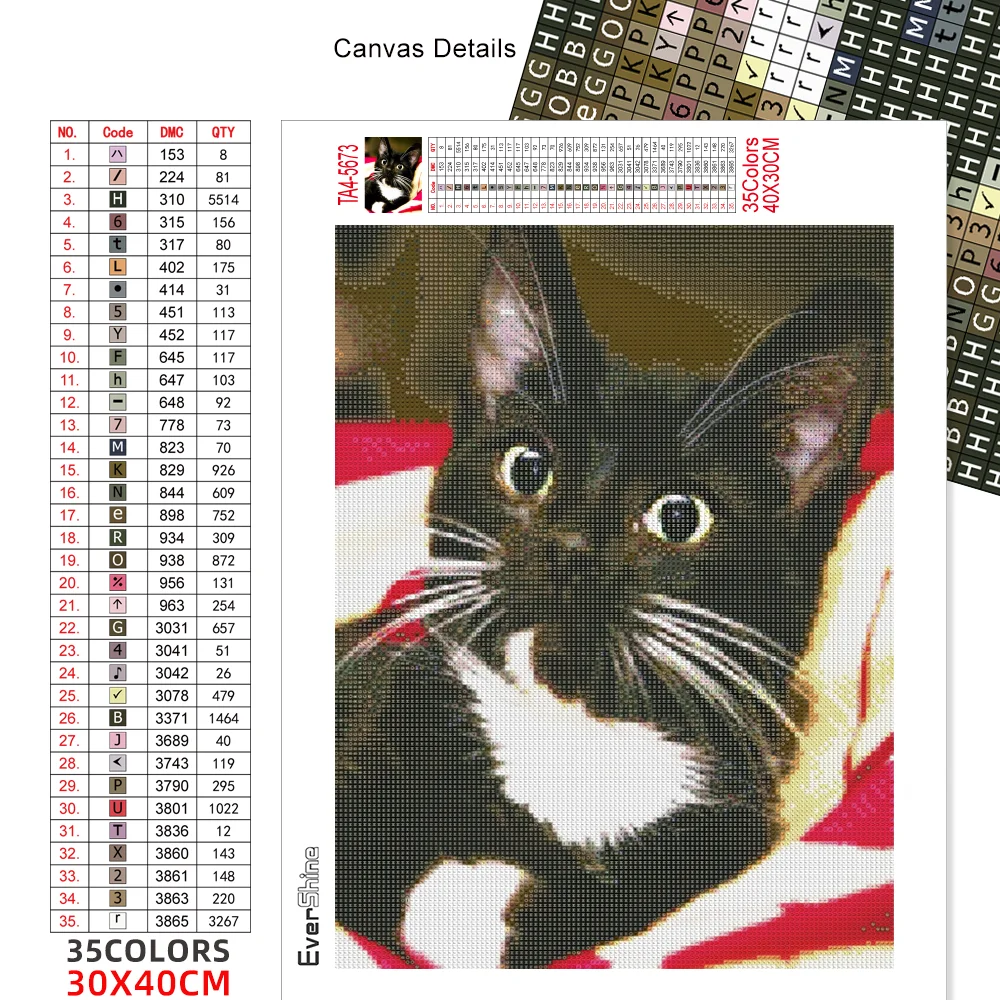 Evershine Diamond Painting Cat 5D DIY Diamond Embroidery Cross Stitch Animals Rhinestones Mosaic Kit Home Decoration diamond painting