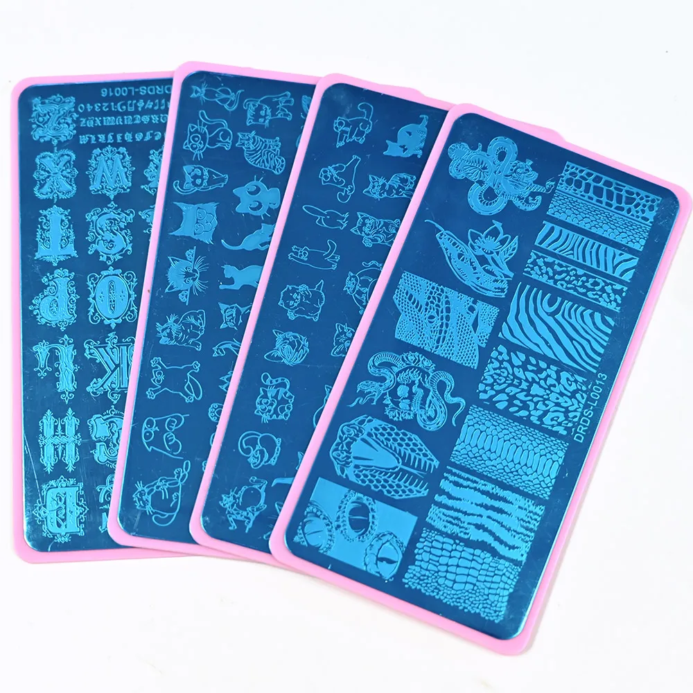 Nail Stamping Plates Tree Bark Pattern Leaves Whirlpool Image Stainless Steel Stencil Nail Art Stamps Geometry Template Stencils 4