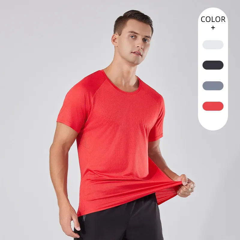 Summer Sports Spliced Quick-drying Men's Top Round Neck Outdoor Training Running Fitness Short-sleeved T-shirt