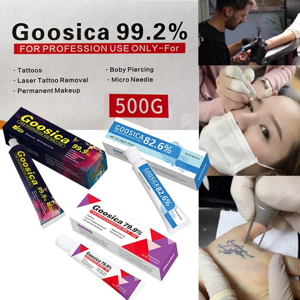 Goosica 500g 99.9% 82.6% 79.9% 10g Tattoo Cream Before Permanent Makeup Microneedle Eyebrow Lips Auxiliary Cream NEW 99.2% tattoo cream