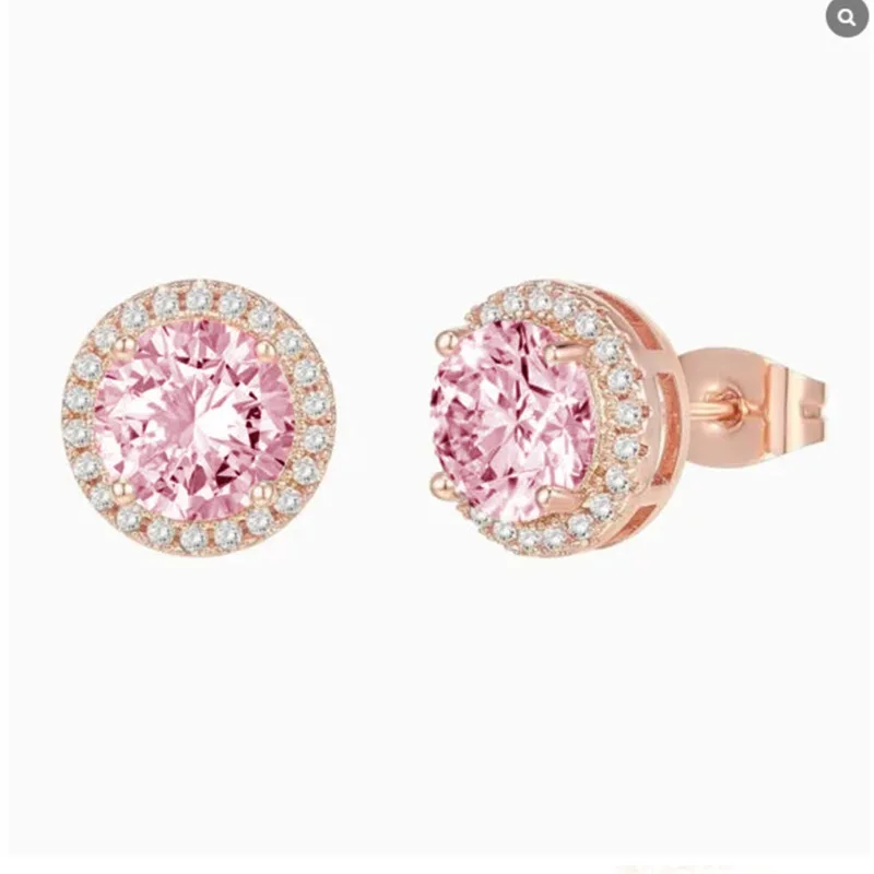 100% moissanite halo stud earrings side view