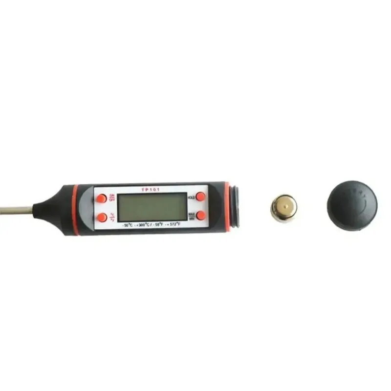 ​Portable Digital Meat Thermometer Stainless Steel Probe LED Display Red Buttons for BBQ Grilling Steaks Oven Cooking Kitchen