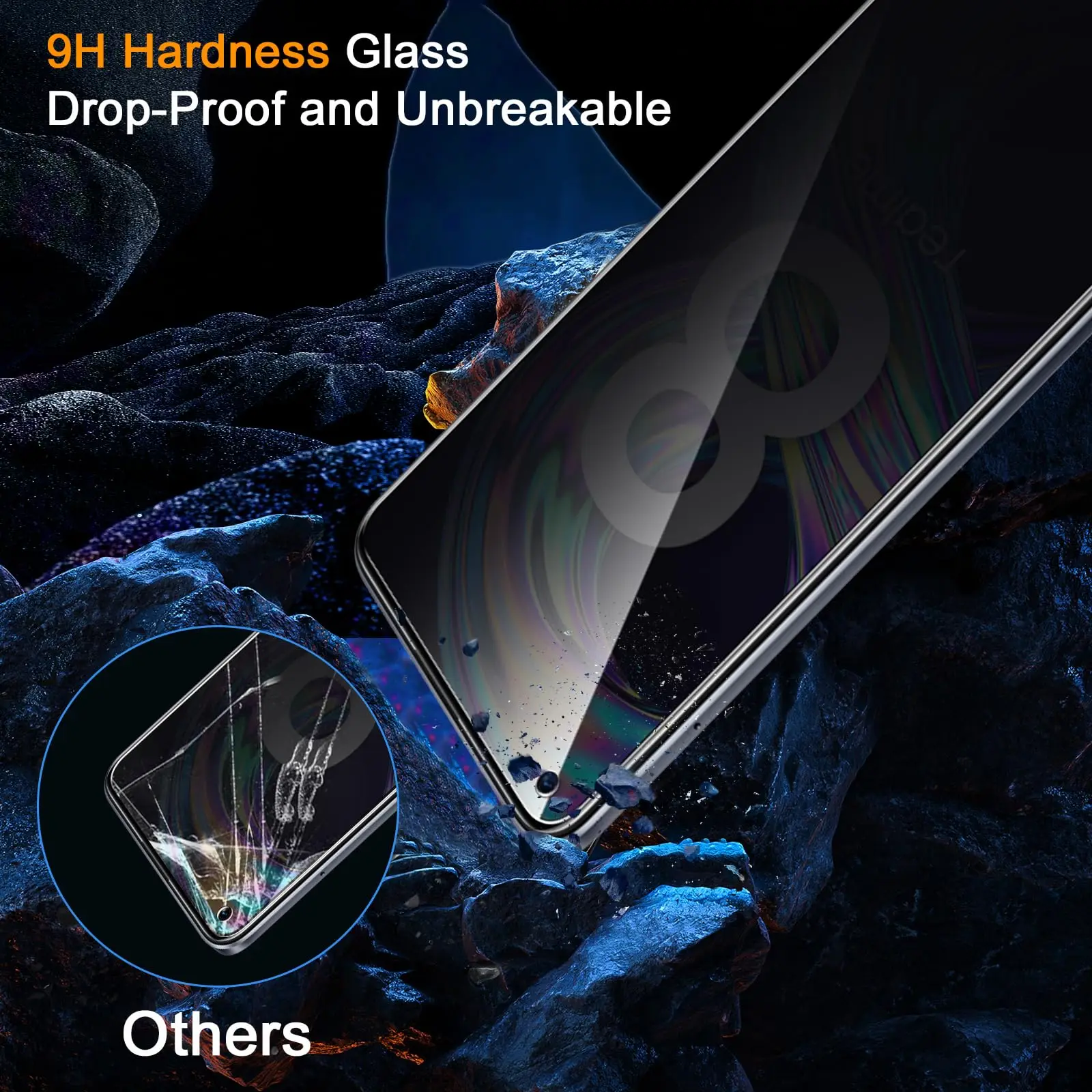 واقي شاشة مضاد للتجسس لهاتف Realme 8 Pro ، زجاج مقسى ، مضاد للخدش ، ألومنيوم عالي ، 4G ، خصوصية ، 9H