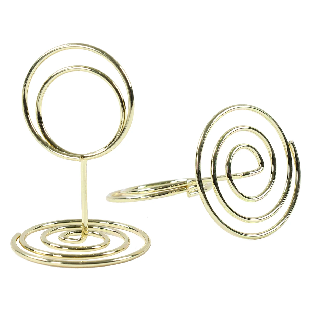 Mini Metallic Paper Clamp Gold Desktop Decoration Round Shape Photos Clips Place Card Clamps Stand Table Numbers Holder 20Pcs