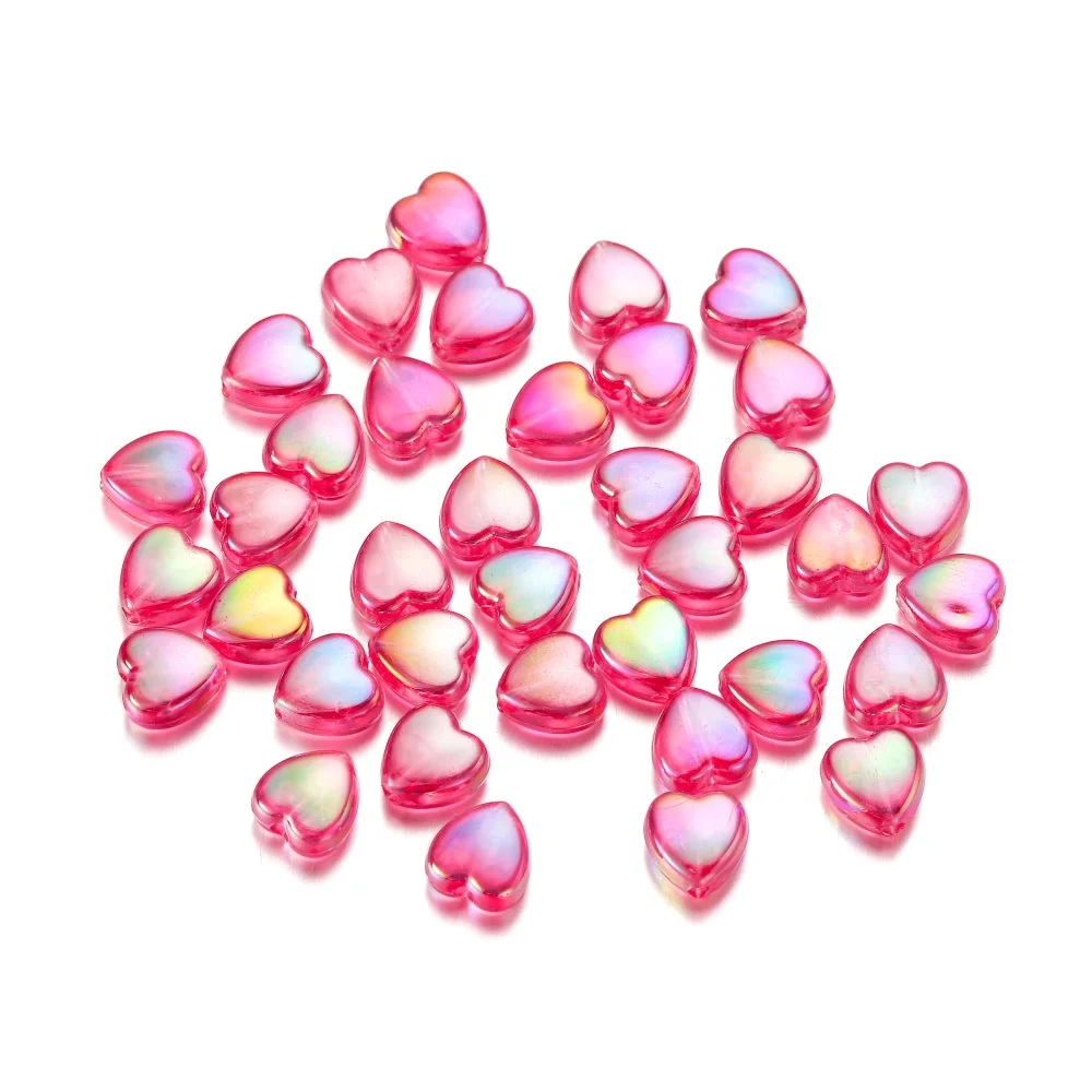 Vibrant Heart Love Acrylic Spacer Beads - 100 Pieces