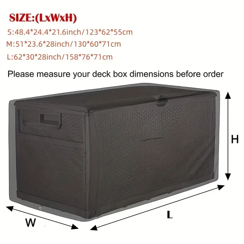 1pc Waterproof Patio Deck Box Cover, Outdoor Protection For Rain, Dust & Sun With Silver-Coated 210D Oxford Fabric 5