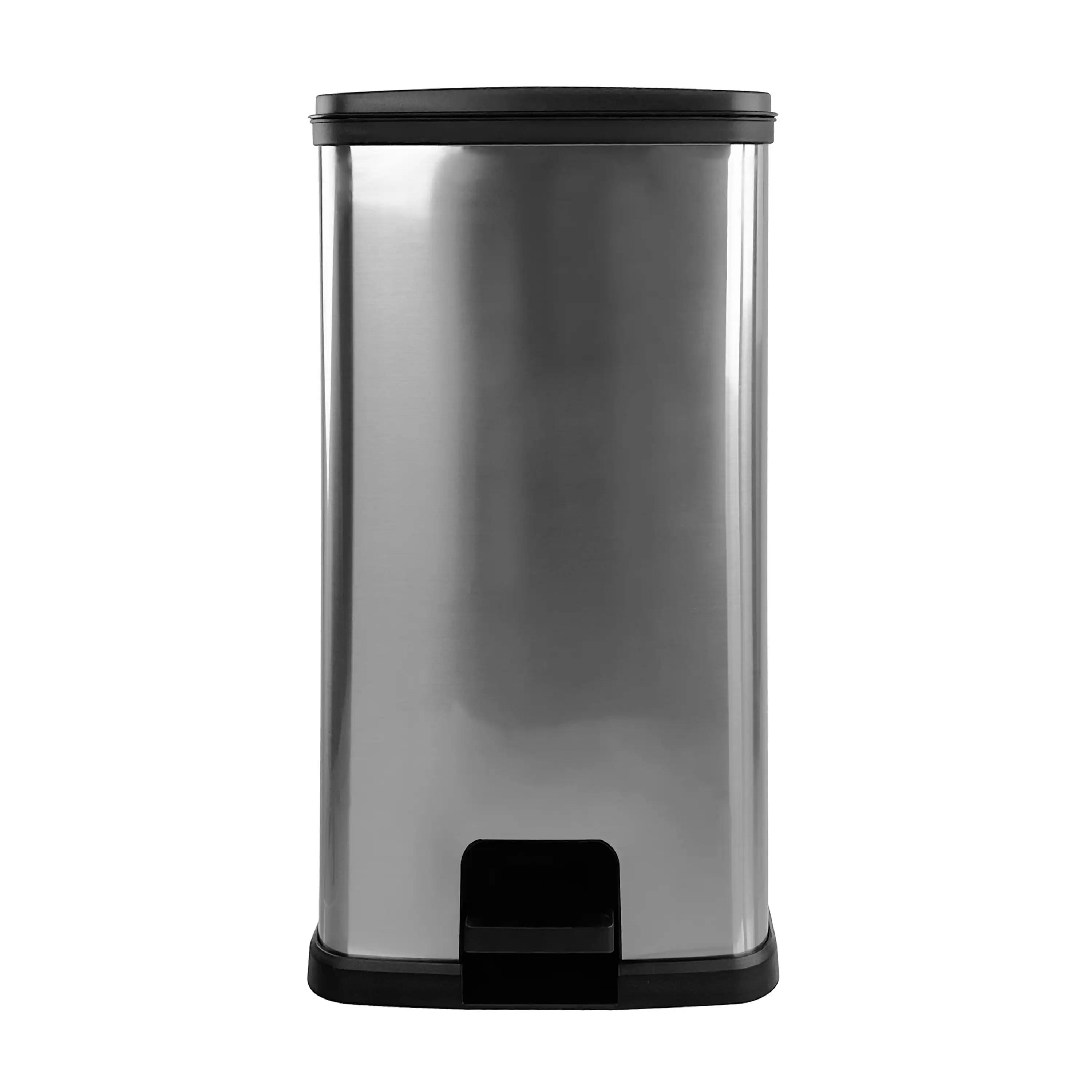 

13.2 Gallon Step Kitchen Trash Can, Plastic Rectangular, Silver