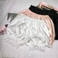 Safety Short Pants Pumpkin Shorts Pettipants Ruffles Bloomers Victorian Imitation Silk Solid Color Skirt Lace Trim Panties