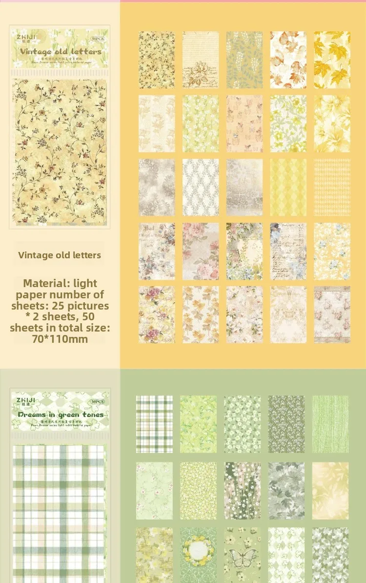 Journal GO 50 Stück Basic Journaling Material Papier Kreative Collage Scrapbooking DIY Hintergrundpapier Briefpapier Notizblöcke – Detail 9