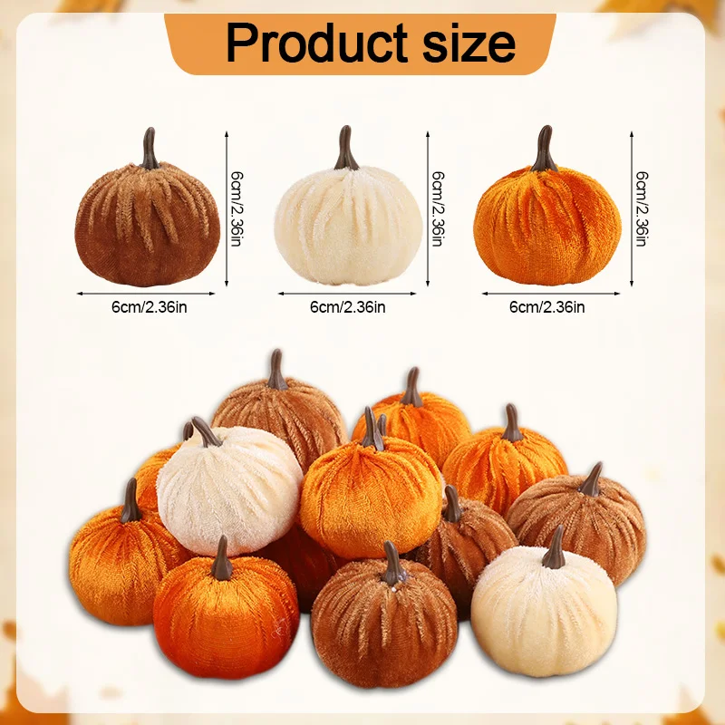 Thanksgiving Flannel Pumpkin Model Artificial Pumpkins for Halloween Party Table Decoration Autumn Fall Home DIY Craft Wreath