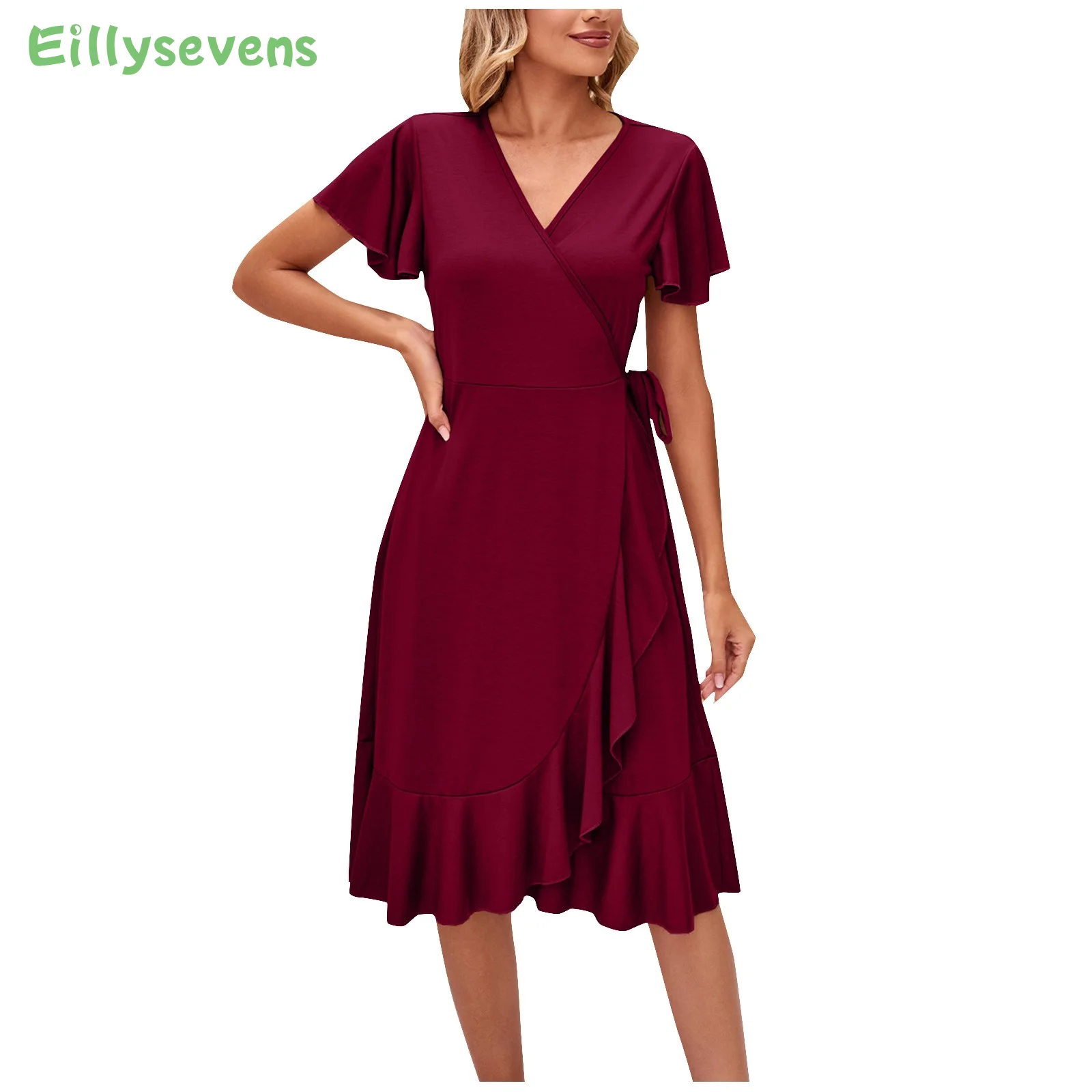 

Новое шикарное летнее платье с высокой талией, женская летняя однотонная женская одежда, повседневное элегантное праздничное платье, женские платья