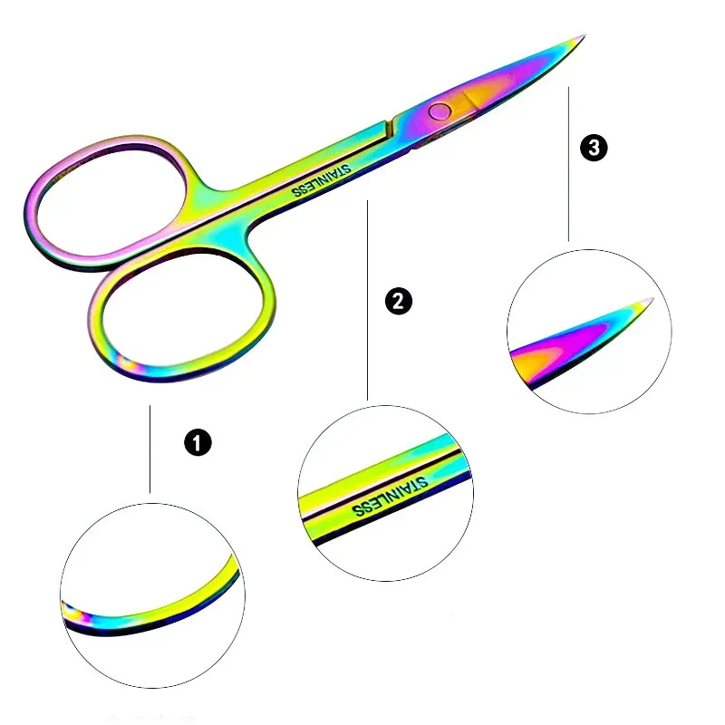 1 Pcs Professional Stainles Nails Eyebrow Nose Eyelash Cuticle Trimmer Epilator Scissor Manicure Tool Curved Pedicure Scissors 6