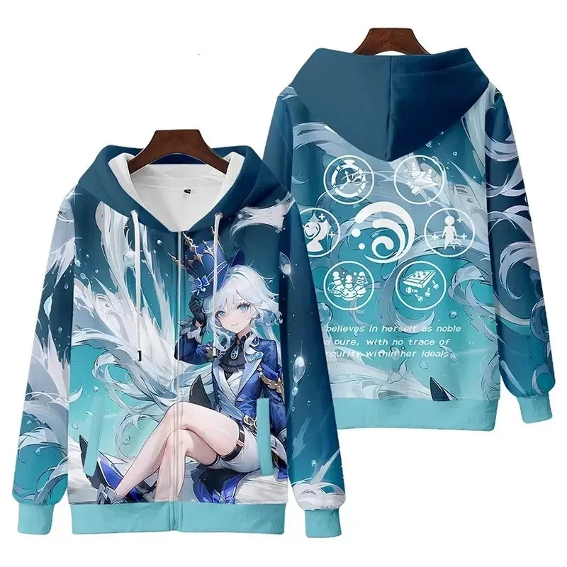 

Толстовка Furina Focalors Genshin Impact для мужчин Harajuku толстовки с длинным рукавом Повседневный пуловер унисекс Свитшот женская осенняя одежда