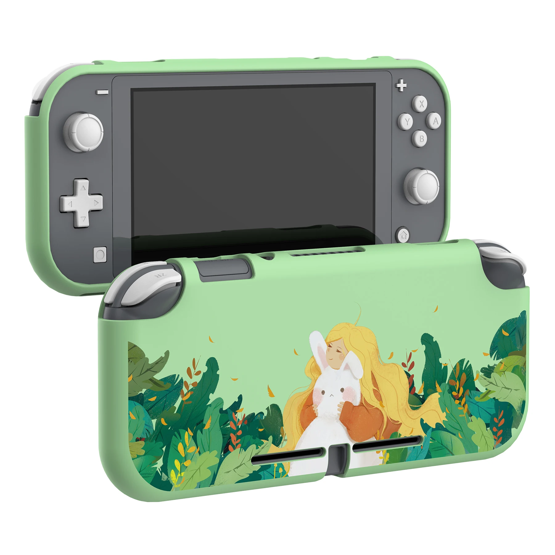 

PlayVital TPU Slim Protective Case for NS Switch Lite, Cute Pattern Custom Soft Cover - Rabbit Girl