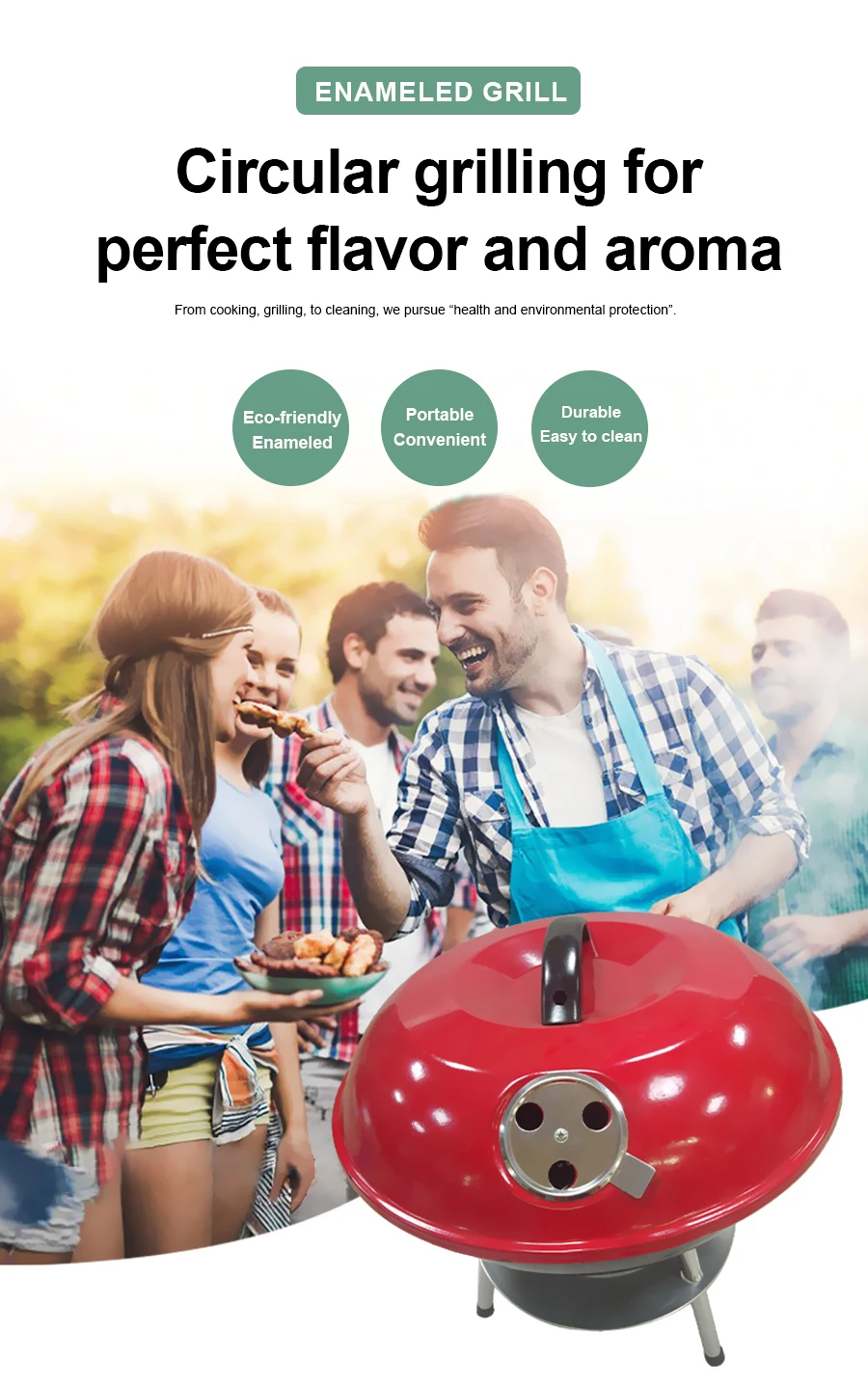 14-inch BBQ Grill Mini Apple Stove Outdoor Household Portable Charcoal Barbecue