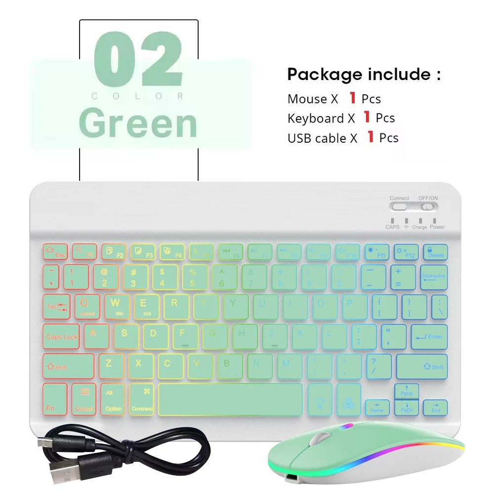 Compact 10-Inch Backlit Wireless Keyboard and Mouse Set for Tablets and Smartphones