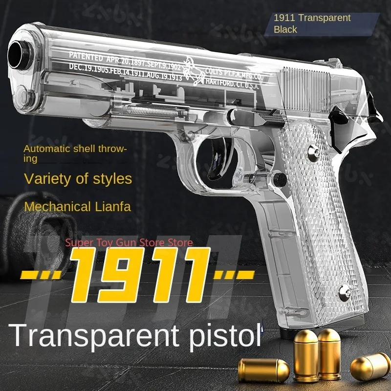 M1911 Colt Toy Gunman Gun, Soft Bullet Shell, Catapult Blaster, Manual Air Gun Launcher, Boys Shooting Game 14+y 5