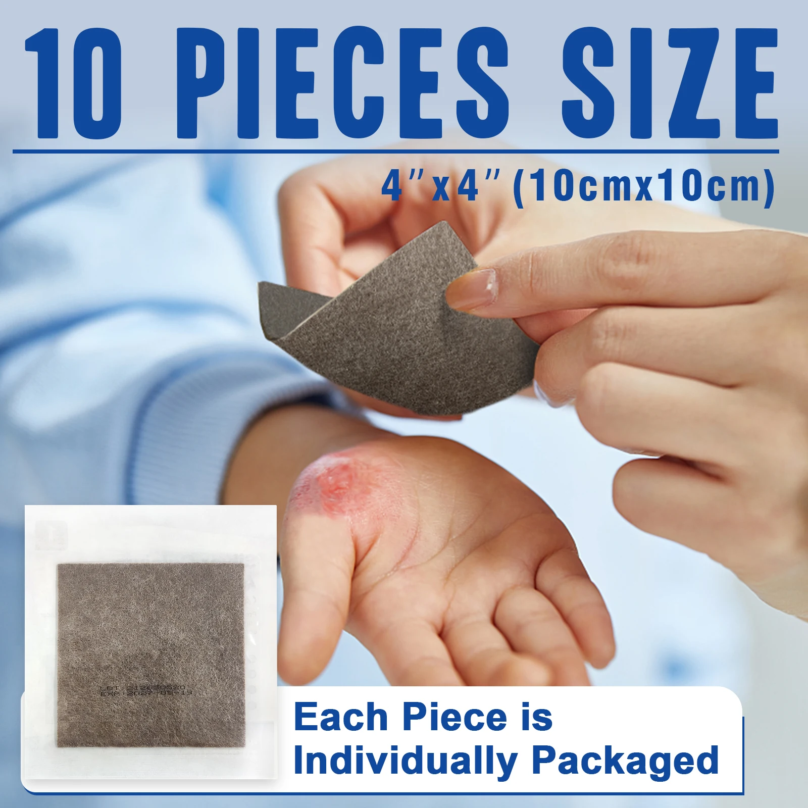 5pcs 4"x4" Silver Calcium Ag Alginate Wound Dressing Soft and Absorbent Dressing Gauze for Wound Care 3