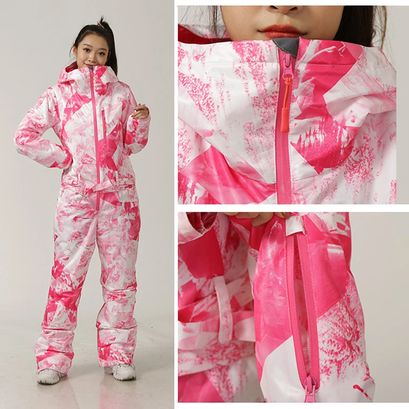 Winter Women Snowboarding One Piece Thick Warm Female Snowsuits Sport Heated Woman Jumpsuit Insulated Mountain Tracksuit Overall