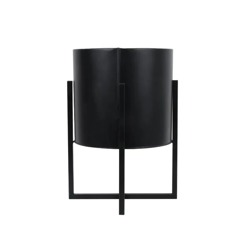 

11 inch Black Round Metal Planter with Stand, 11" length x 11" width x 15" height, 3lb Weight
