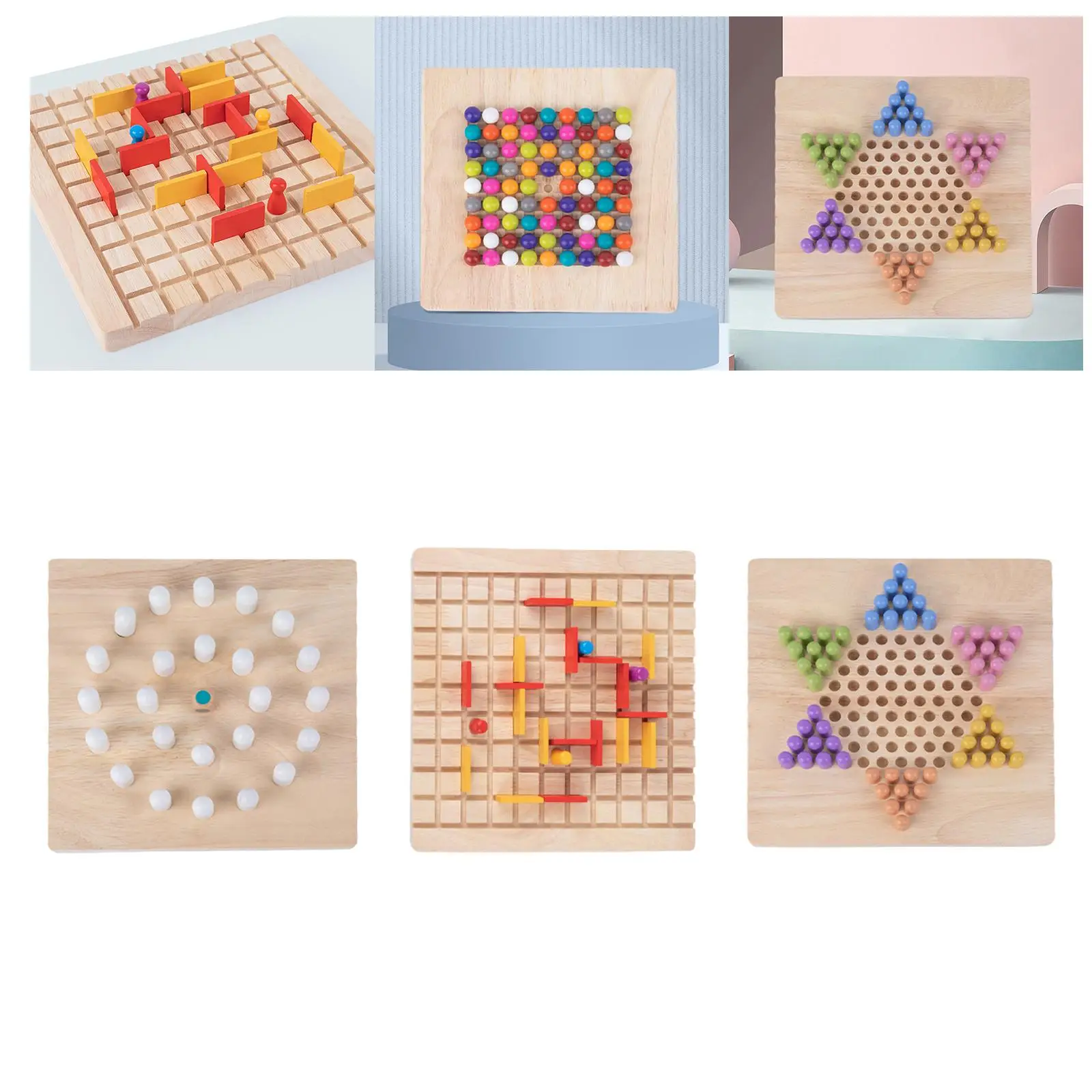 Wood Strategy Family Game Collection Desktop Toys Brain Teaser Toys for Social Skills Activity Interaction Preschool Gathering 4