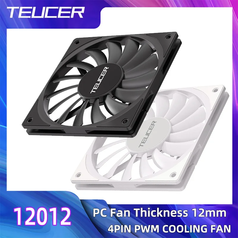 TEUCER TE-12012 مروحة تبريد رفيعة للغاية 120x120x12 مللي متر حجم رفيع للغاية منخفض الضوضاء 4PIN PWM لمبرد وحدة المعالجة المركزية للكمبيوتر المكتبي
