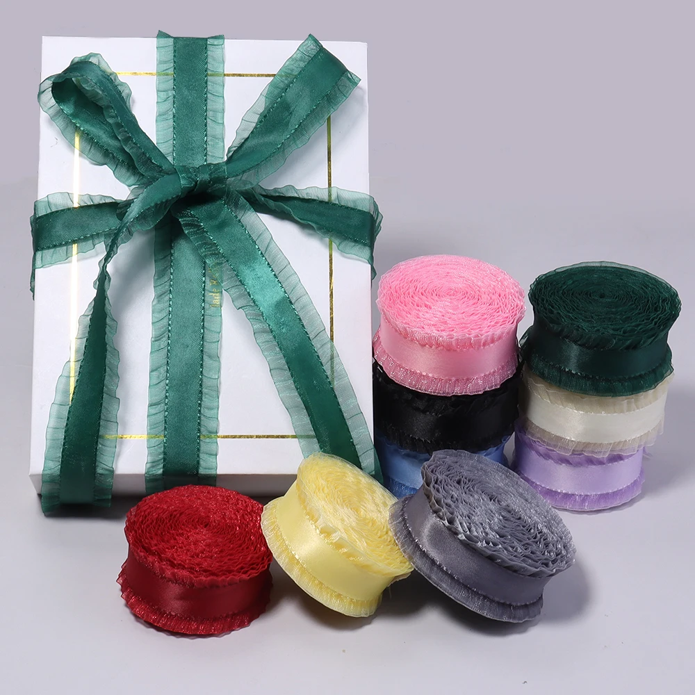 5Yards/Roll Pleated Stretch Lace Trims Ribbons Ruffled Elastic Band Baby Hairband Belt Shoes Decorative Tapes DIY Craft Supplies