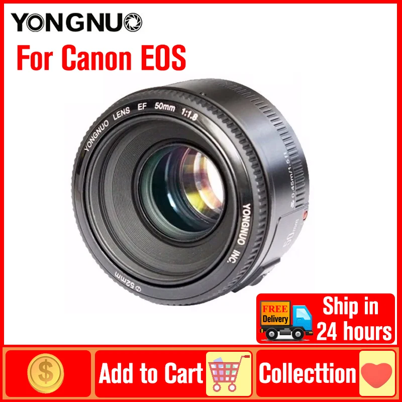 

JIT YONGNUO YN50mm f1.8 Lens YN 50mm Auto Focus Lens for Canon EOS DSLR Cameras 6D 5D mark III 5D mark IV 650D 450D 550D 1100D