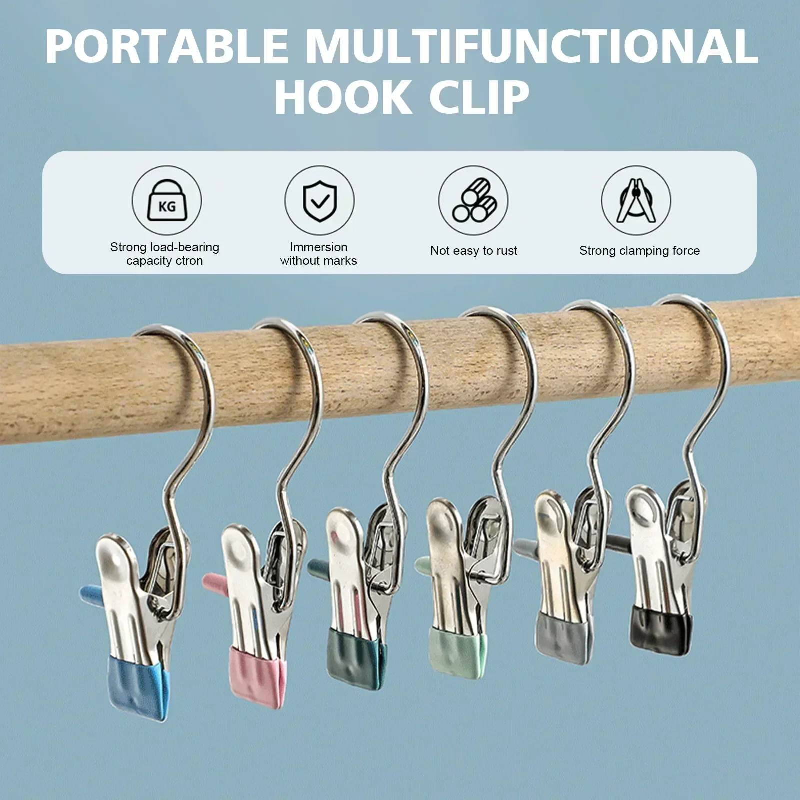 Stainless Steel Clothespins Laundry Clothes Pegs Hook Portable Hanging Clothes Clip Wardrobe Organizer Hanger 10-100pcs