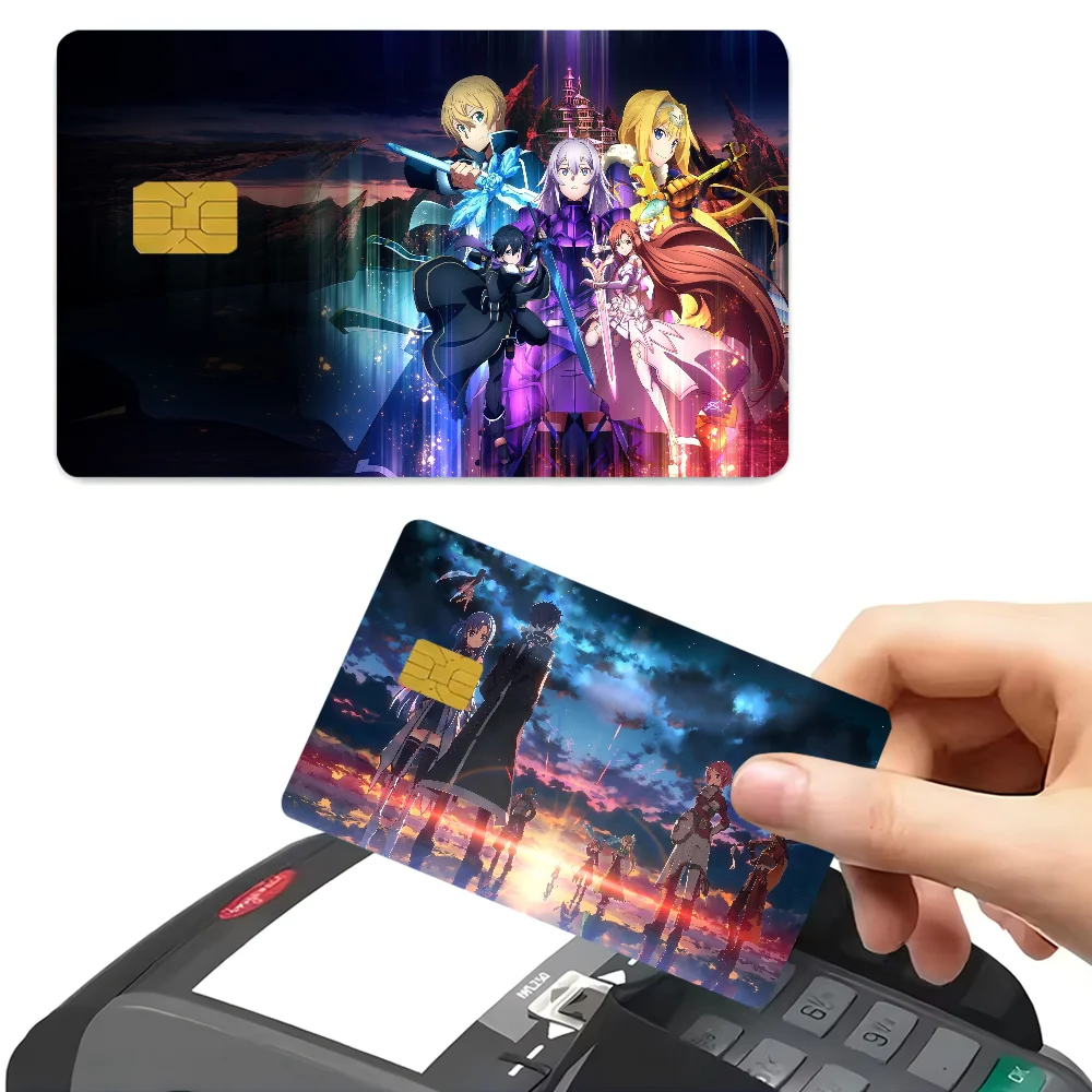 Sword Art Online Cartoon Credit Card Skin Stickers For Bank Card Bus Metro Sticker Waterproof Women Gift