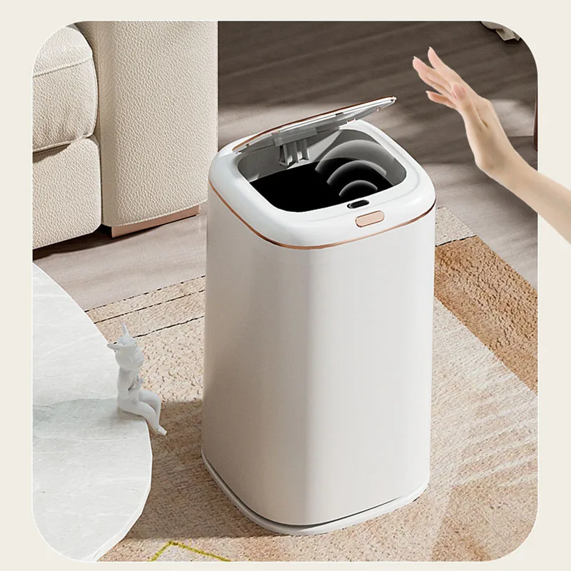 40L Automatic Trash Can Smart Sensor Trash Can Large Capacity Induction Trash Bin Electric Touchless Wastebasket For Kitchen Bathroom With Lid
