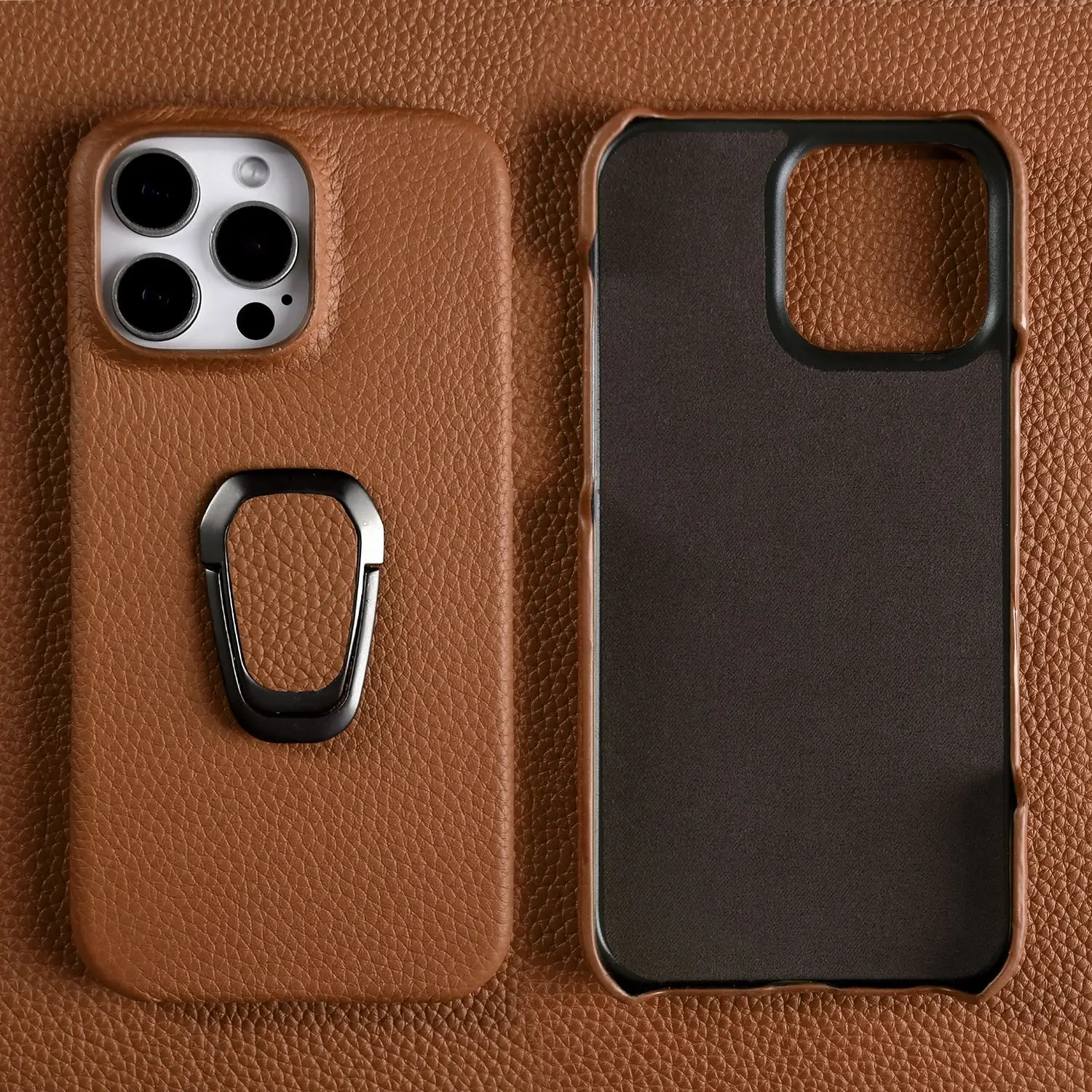 Handmade Genuine Leather Protective Phone Case with Stand Holder