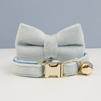 Felix Bow & Bell Pet Collar – Light Grey