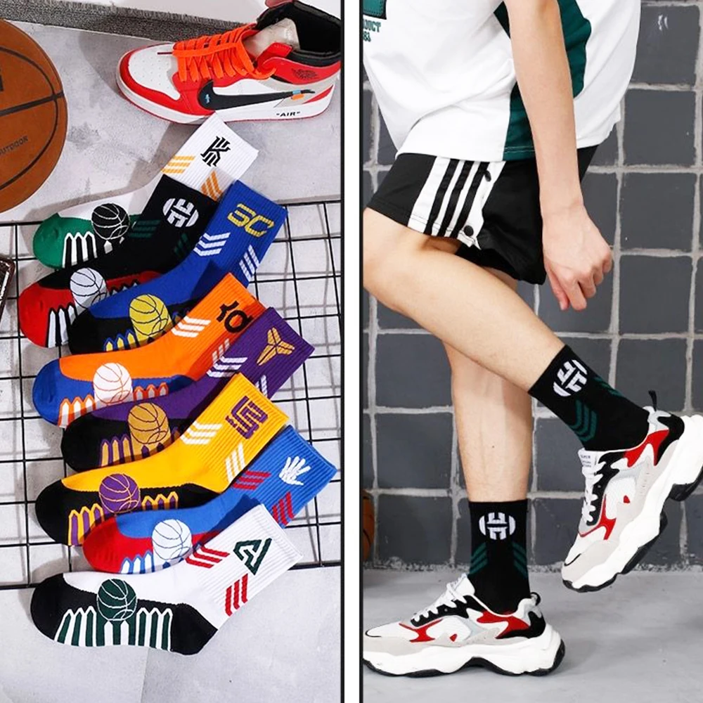 3Pairs New Funny Basketball Socks Men Fashion Cotton Sock Cycling Outdoor Comfortable Soft Breathable Running Football Socks