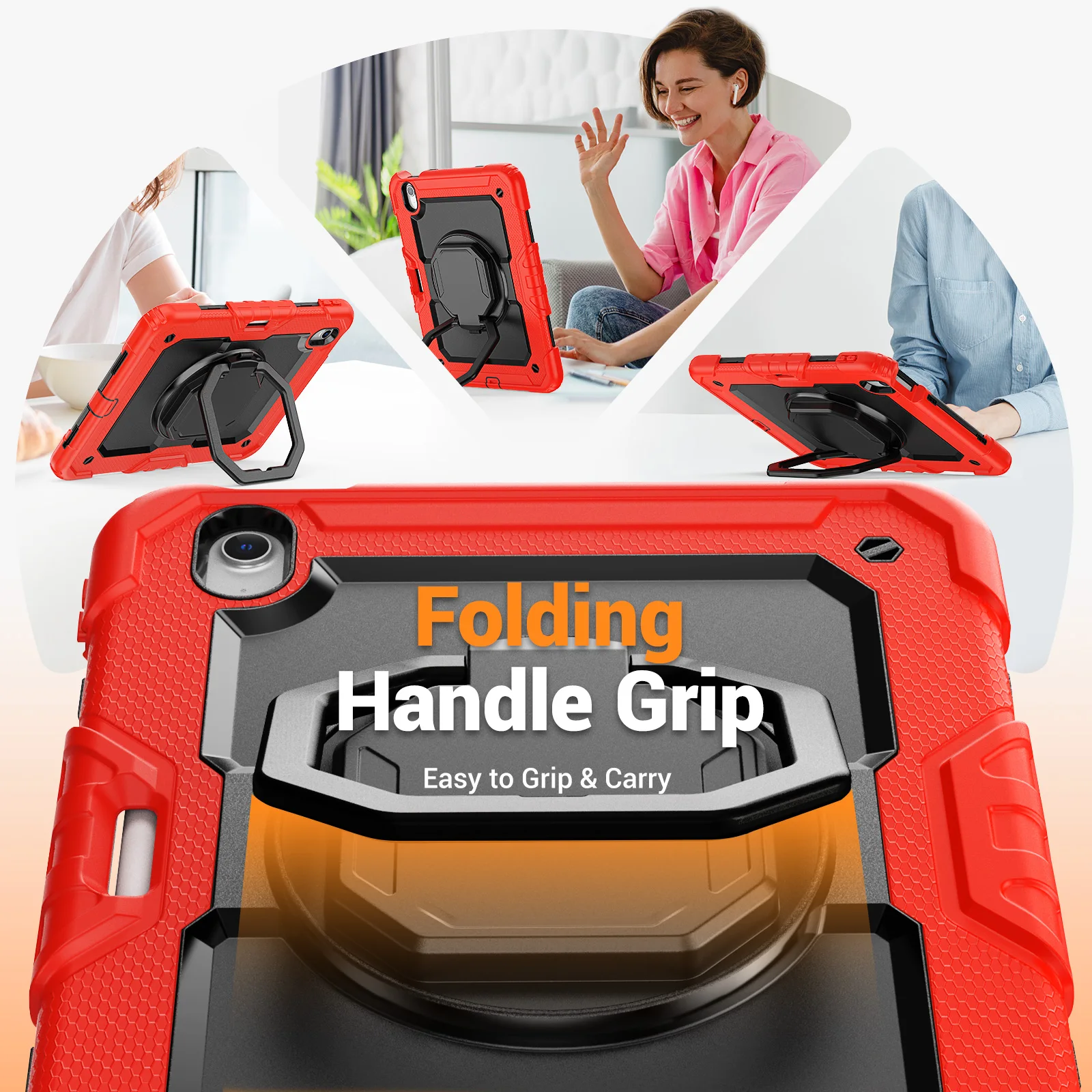 360° Rotating Kickstand Case with Detachable Hand Strap