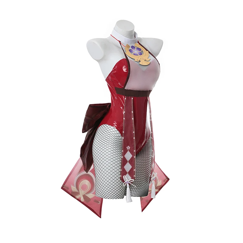 ROLECOS Bunny Girl Yae Miko Cosplay Costume Genshin Impact Yae Miko Bunny Suit Original Sexy Women Red Jumpsuit