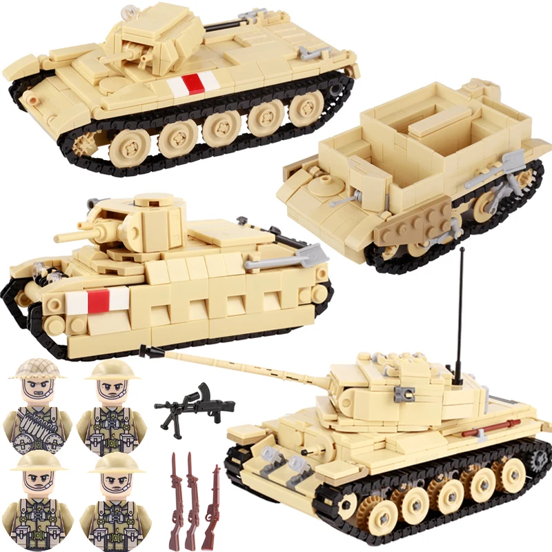 Ww2 Military British Mathilda A34 Tank Vehicles Building Blocks Armor Car Army Soldier Figures Police Arma Mattoni Giocattoli Per Bambini