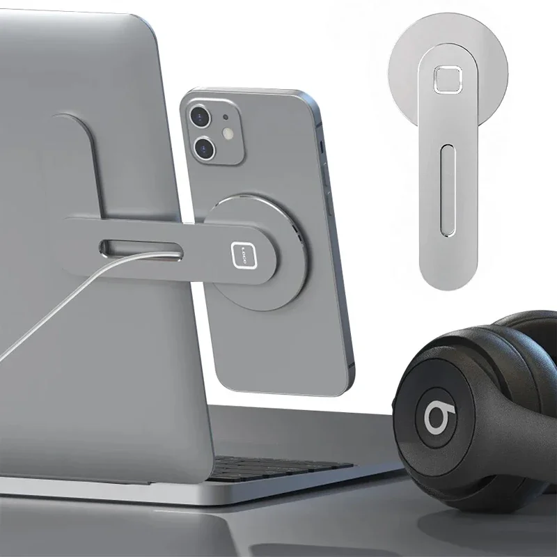 2024 Magnetic Laptop Phone Holder Computer Monitor Side Cell Phone Slim& Foldable For iPhone 14 13 12 Series Case and All Phone 1