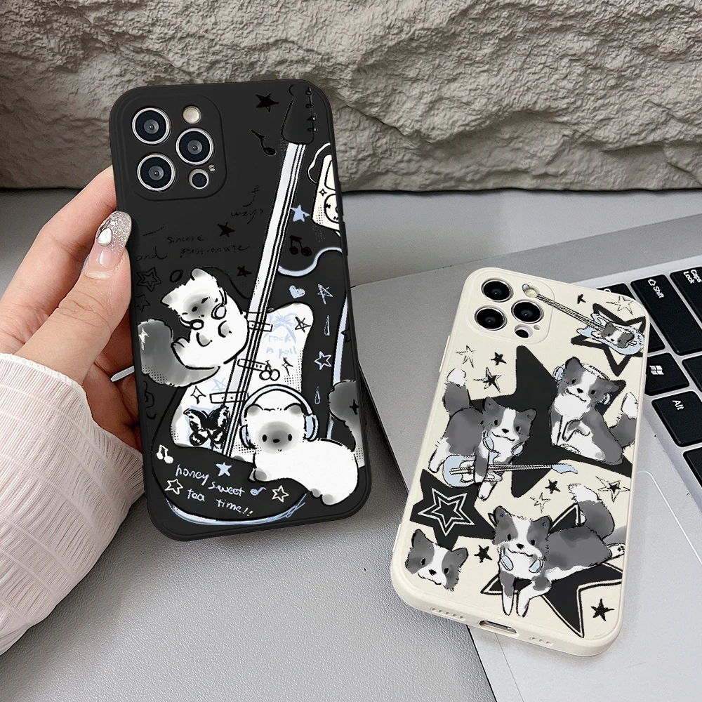 Musical Guitar Dog Design Phone Case - Straight Edge Cover