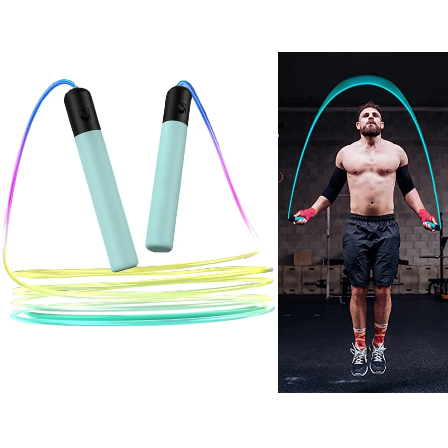 7 Colors in One Glowing LED Rainbow Jumping Rope for Kids and Adult Light Up Exercise Luminous Adjustable Skipping Ropes,jump rope