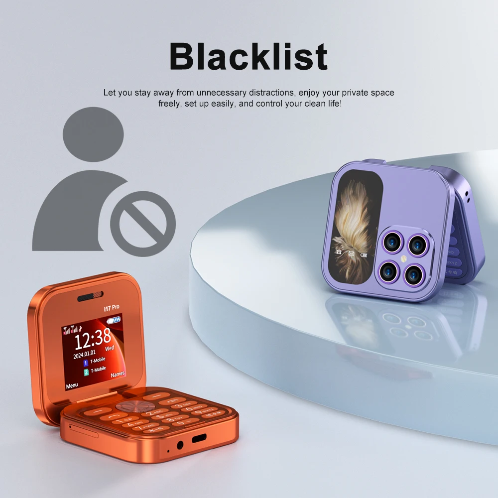 SERVO i17 PRO Mini Foldable Mobile Phone 2G GSM Magic Voice Call Recording Speed Dial Torch FM Radio  2 SIM Small Flip Cellphone